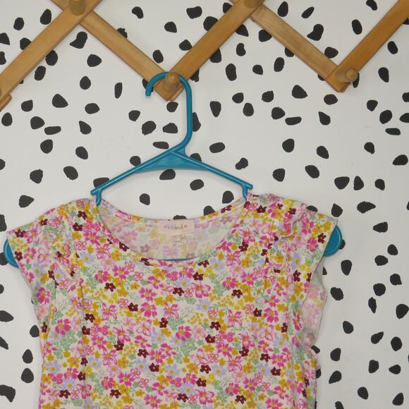 BKind Floral Print Girls Ruffle Short Sleeve Shirt - Picture 2 of 6